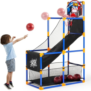 Arcade Basketball Game Set with 4 Balls and Hoop